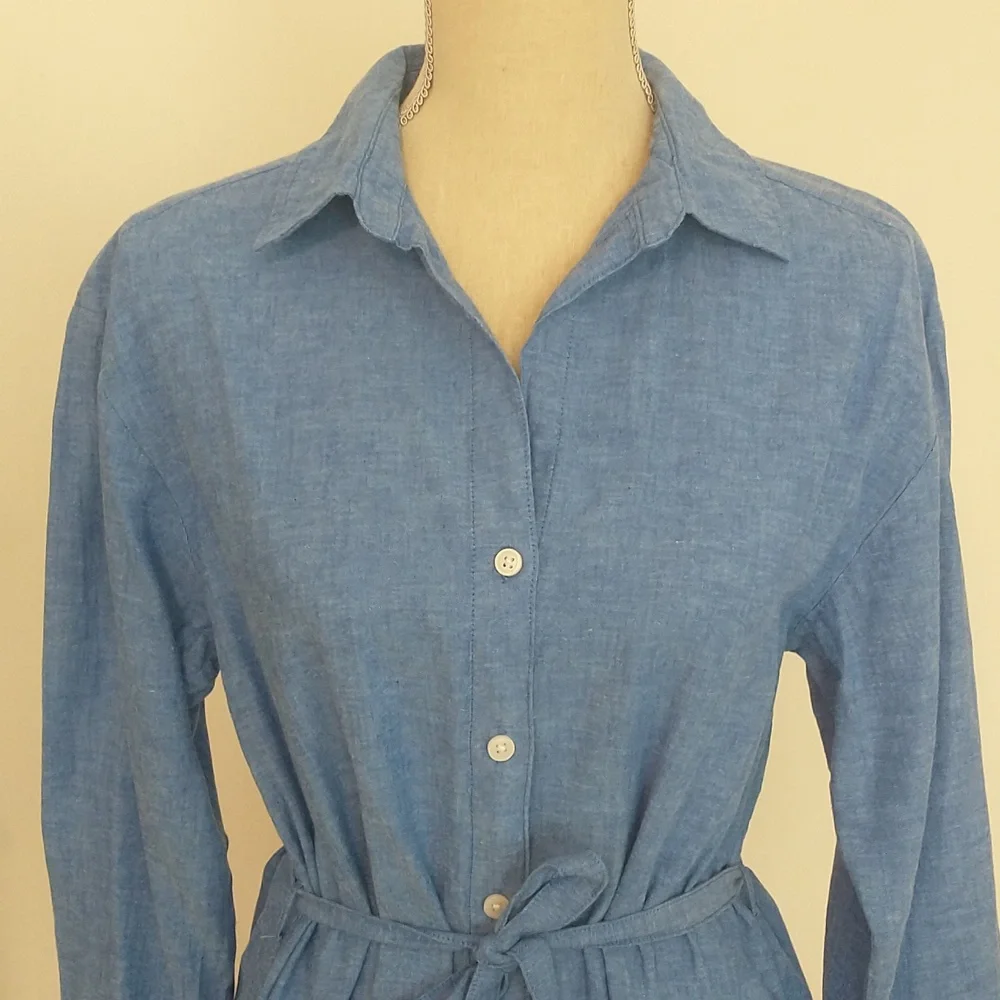 H&M Linen-Blend Shirt Dress Size XS - Picture 6 of 9